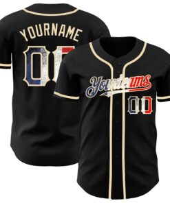 Custom Black Vintage French Flag-City Cream Authentic Baseball Jersey