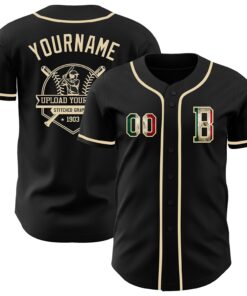 Custom Black Vintage Mexican Flag-Cream Authentic Baseball Jersey