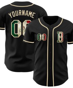Custom Black Vintage Mexican Flag-Cream Authentic Baseball Jersey