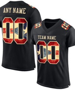 Custom Black Vintage Puerto Rican Flag-City Cream Mesh Authentic Football Jersey