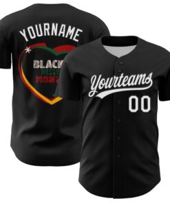 Custom Black White 3D Pattern Design Black History Month Authentic Baseball Jersey