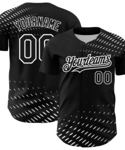Custom Black White 3D Pattern Design Halftone Authentic Baseball Jersey