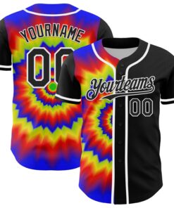 Custom Black White 3D Pattern Design Rave Psychedelic Authentic Baseball Jersey