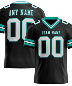 Custom Black White-Aqua Mesh Authentic Football Jersey