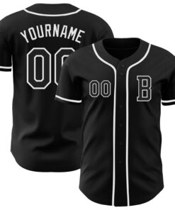 Custom Black White Authentic Baseball Jersey