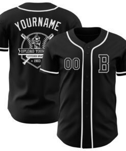 Custom Black White Authentic Baseball Jersey