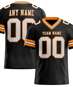 Custom Black White-Bay Orange Mesh Authentic Football Jersey