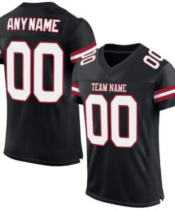 Custom Black White-Cardinal Mesh Authentic Football Jersey