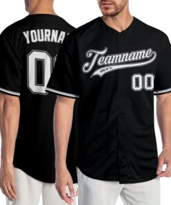Custom Black White-Gray Authentic Baseball Jersey