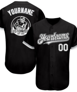 Custom Black White-Gray Authentic Baseball Jersey