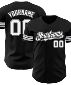 Custom Black White-Gray Authentic Baseball Jersey