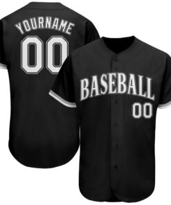 Custom Black White-Gray Authentic Baseball Jersey