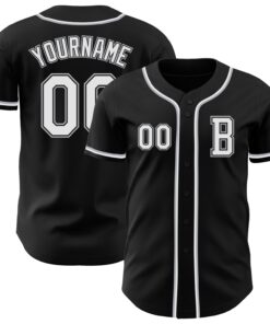 Custom Black White-Gray Authentic Baseball Jersey