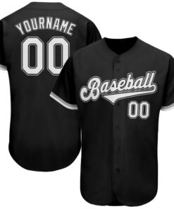 Custom Black White-Gray Authentic Baseball Jersey