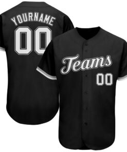 Custom Black White-Gray Authentic Baseball Jersey