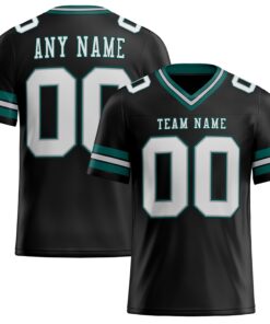 Custom Black White Gray-Midnight Green Mesh Authentic Football Jersey