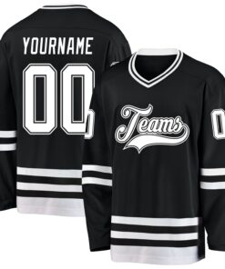 Custom Black White Hockey Jersey