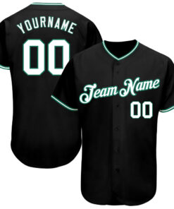 Custom Black White-Kelly Green Authentic Baseball Jersey