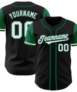 Custom Black White-Kelly Green Authentic Two Tone Baseball Jersey