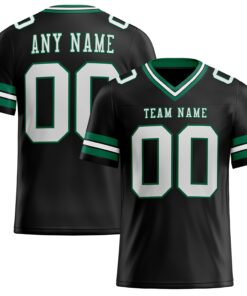Custom Black White-Kelly Green Mesh Authentic Football Jersey