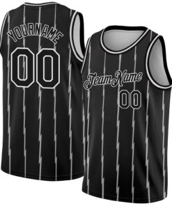 Custom Black White Lines Authentic City Edition Basketball Jersey