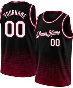 Custom Black White-Maroon Fade Fashion Authentic City Edition Basketball Jersey