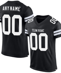 Custom Black White Mesh Authentic Football Jersey