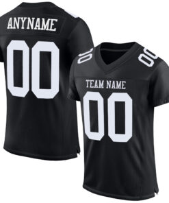 Custom Black White Mesh Authentic Football Jersey