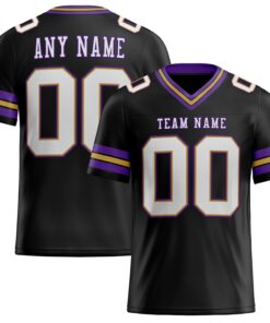 Custom Black White Old Gold-Purple Mesh Authentic Football Jersey