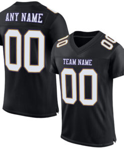 Custom Black White Old Gold-Purple Mesh Authentic Football Jersey
