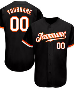 Custom Black White-Orange Authentic Baseball Jersey