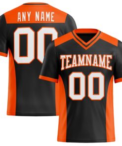 Custom Black White-Orange Mesh Authentic Football Jersey