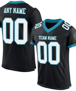 Custom Black White-Panther Blue Mesh Authentic Football Jersey