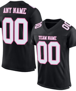 Custom Black White-Pink Mesh Authentic Football Jersey