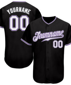 Custom Black White-Purple Authentic Baseball Jersey