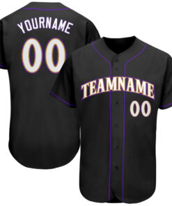 Custom Black White-Purple Authentic Baseball Jersey