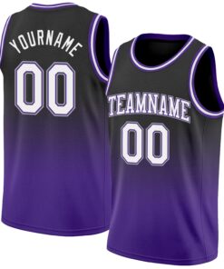 Custom Black White-Purple Authentic Fade Fashion Basketball Jersey