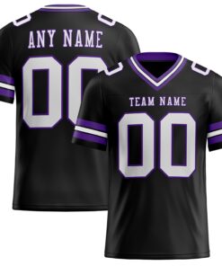 Custom Black White-Purple Mesh Authentic Football Jersey