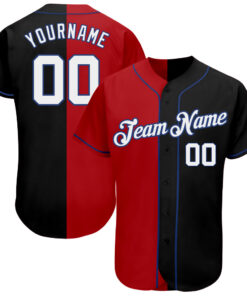 Custom Black White-Red Royal Authentic Split Fashion Baseball Jersey