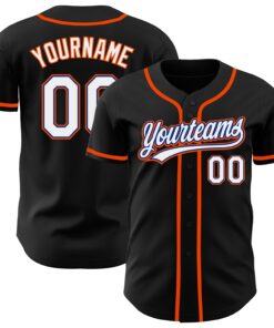 Custom Black White Royal-Orange Authentic Baseball Jersey