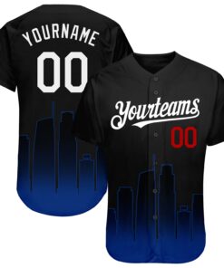 Custom Black White Royal-Red 3D Los Angeles City Edition Fade Fashion Authentic Baseball Jersey