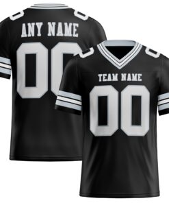 Custom Black White-Silver Mesh Authentic Football Jersey