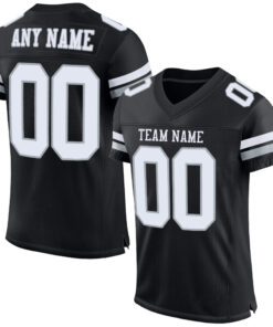 Custom Black White-Silver Mesh Authentic Football Jersey