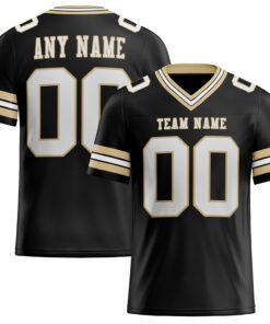 Custom Black White-Vegas Gold Mesh Authentic Football Jersey