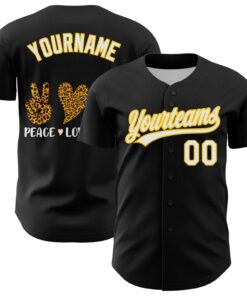 Custom Black White-Yellow 3D Childhood Cancer Gold Ribbon Authentic Baseball Jersey