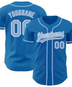 Custom Blue Light Blue-White Authentic Baseball Jersey