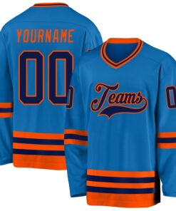 Custom Blue Navy-Orange Hockey Jersey