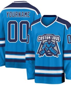 Custom Blue Navy-White Hockey Jersey
