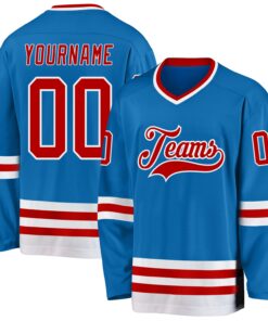 Custom Blue Red-White Hockey Jersey