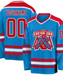 Custom Blue Red-White Hockey Jersey